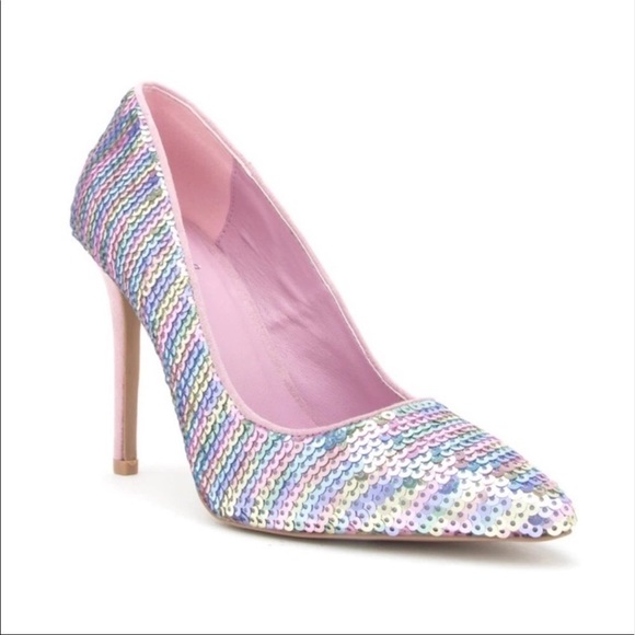 Shoe Republic LA Shoes - PINK and blue sequin closed toe pumps by Shoe Republic LA various sizes